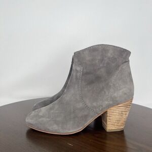 Boden Boots Women's 38 / 7 Gray Suede Leather Chelsea Ankle Booties Zip‎ Heel